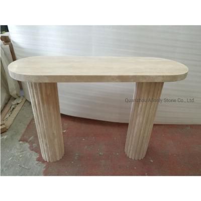 Custom Natural Stone Home Furniture Luxury Nodic Coffee Table Living Roomtravertine Marble Top Console Table