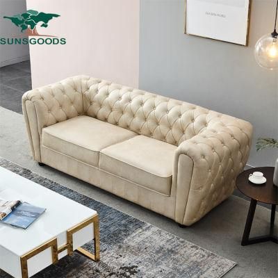 Modern Design 1 2 3 Seater Wood Frame Leather Chesterfield Sofa Home Furniture Set