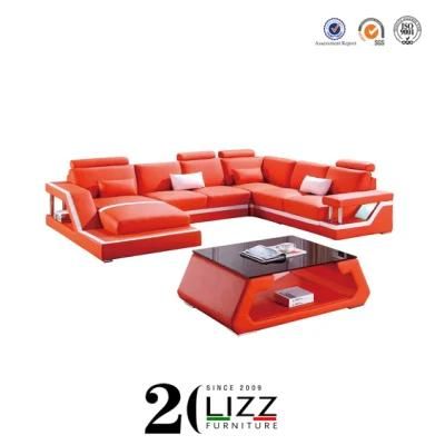 Deluxe Italian Leather Modular Sofa with Atmosphere Lamp