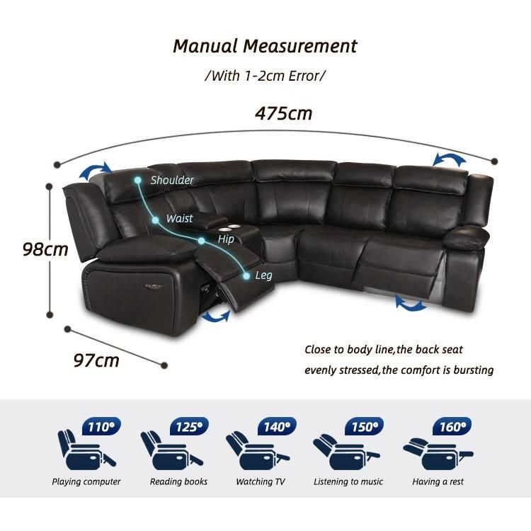 5 Seats Living Room Sofa Set Electric Recliner Zero Gravity Chair with Storage Box