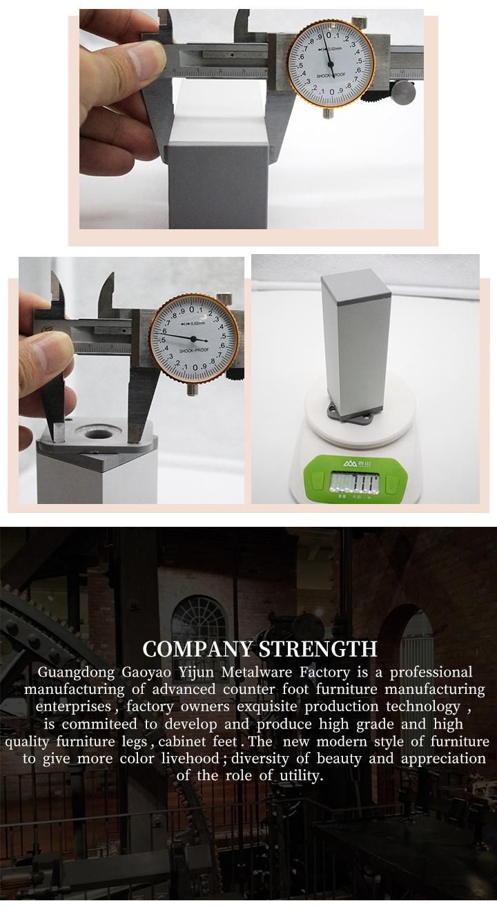 Square Luxurious Sofa Aluminum Leg Cabinet Leg for Furniture