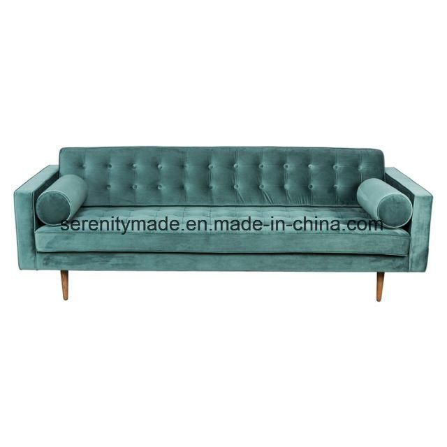Modern Living Room Furniture Blue Button Tufted Velvet Sofa
