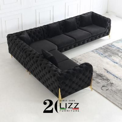 China Manufacturer Modern European Home Furniture Luxury Hotel Lounge Leisure Velvet Fabric Sofa