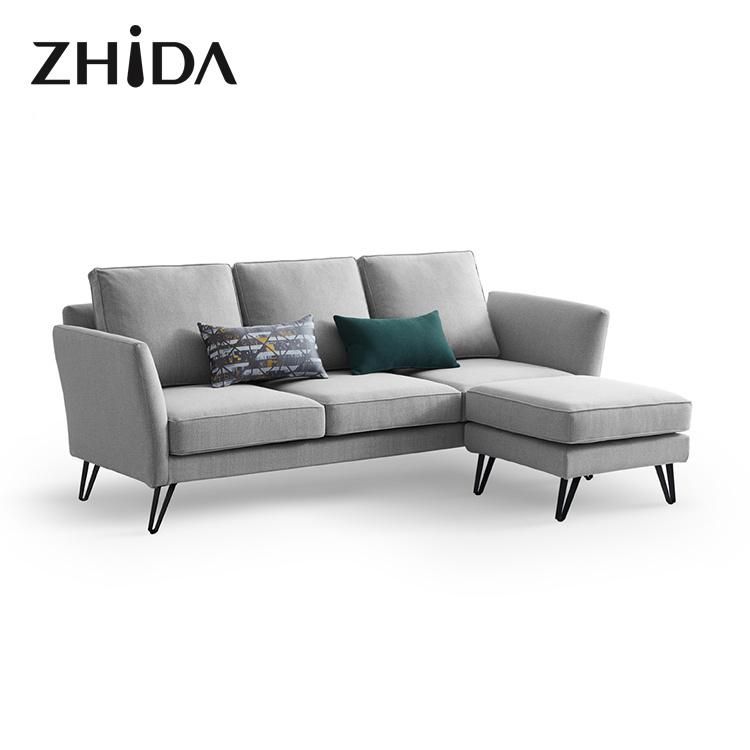 Home Furniture Fabric Linen Sectional Sofa Modern Furniture 1 2 3 Seater Sofa Living Room L Shape Corner Removable Cover Sofa Furniture Set