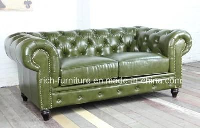 Classic Vintage Leather Chesterfield Sofa for Living Room