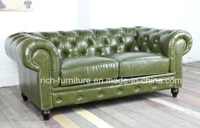 Classic Vintage Leather Chesterfield Sofa for Living Room