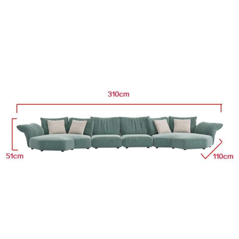 Modern Luxury Home Furniture Set Leisure Sectional Fabric Sofa Luxury Italian Long Couch