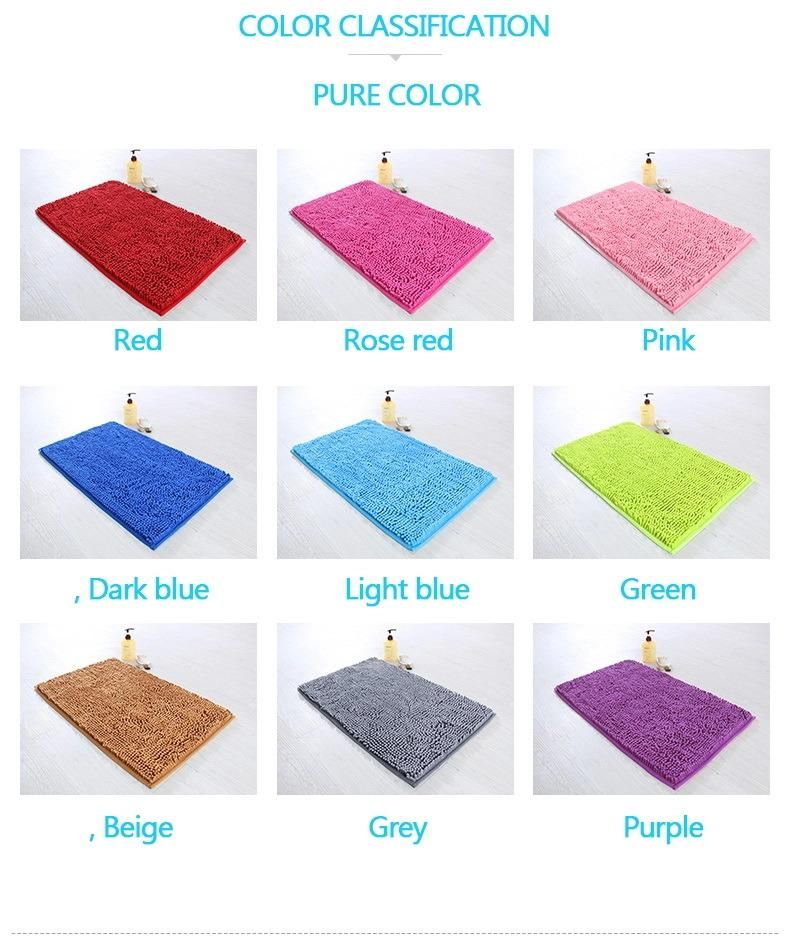 Washable Water Absorbent Latex Backing 100% Polyester Microfiber Bathroom Chenille Shag Bath Mat
