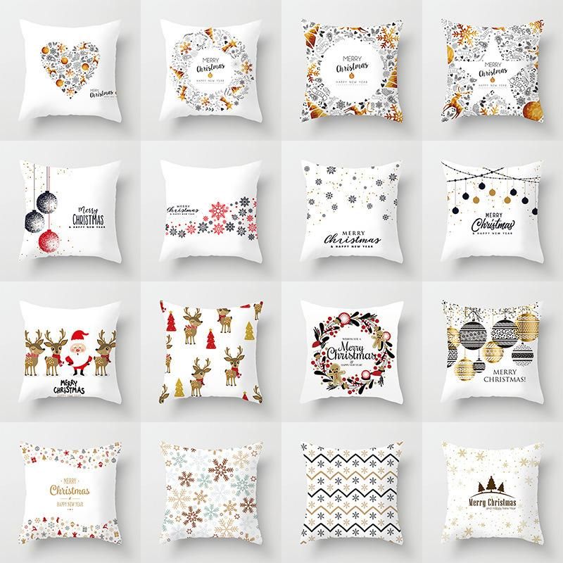 Holiday Decoration Christmas Onrament Christmas Snow and Deer Back Cushion Cover Sofa Cushion