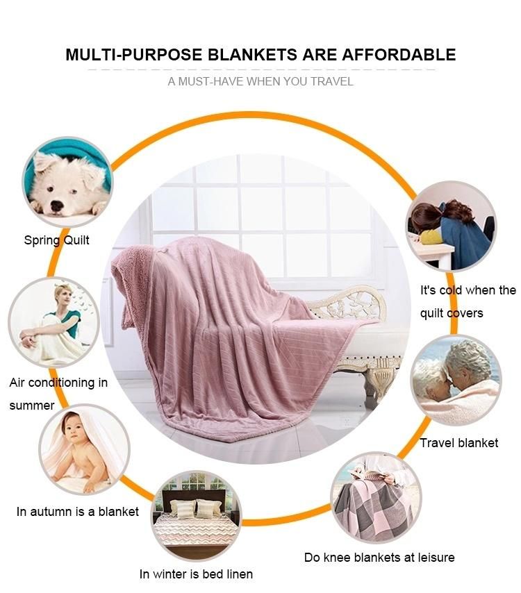 100% Polyester Super Soft Beige Melange Sherpa Sofa Bedding Blanket