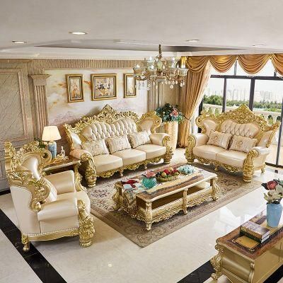 Handmade Wood Carving Classic Luxury Living Room Sofa in Optional Furniture Color and Couch Seat
