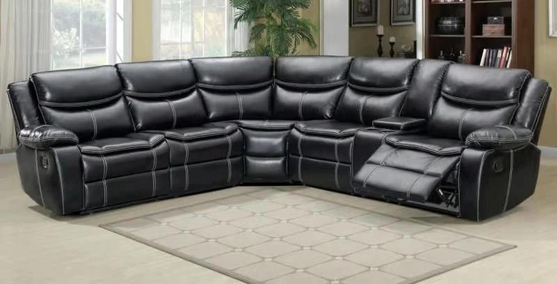 Leather Gel Sofa with Constrat Stitching for Living Room Furniture