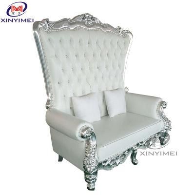 French Luxury High Quality Two Seat White High Back Throne Chair Sofa