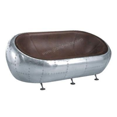 Aluminum Sheet Aviator Leather Home Couch Living Room Furniture Sofa