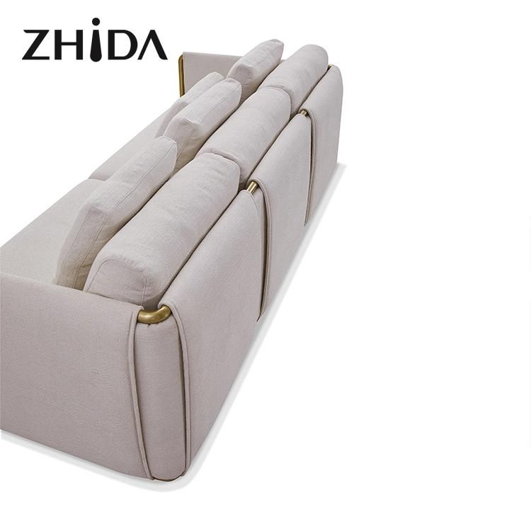 Italian Modern Couch Set Design Home Living Room Furniture Luxury Gold Metal Armrest Sectional Velvet Upholstery Fabric Sofa