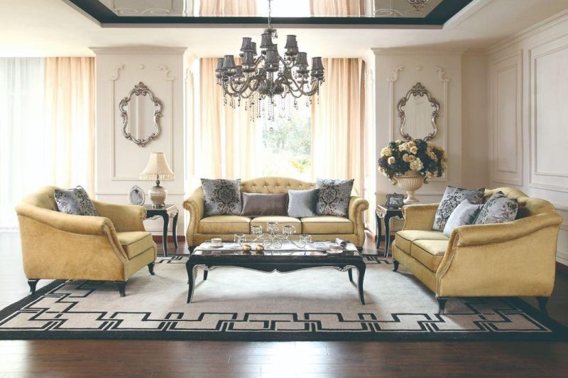 Foshan Modern Home Furniture Manufacturer Elegant American Style Hotel Villa Living Room Furniture Sectional Fabric Sofa