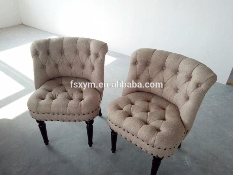 Home Furniture Leisure Chair Linen Fabric Upholstered Button Tufted Accent French Sofa Chairs