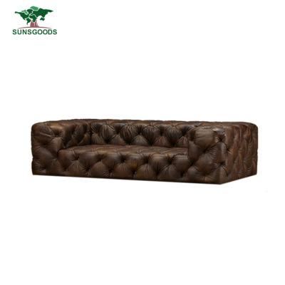 High Quantity Tufted Real Leather Couch Customized Sofa Furniture
