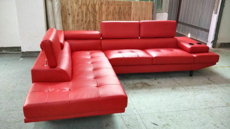 Modern PU Sectional Sofa with Adjustable Headrest and Kd Construction for Home Furniture