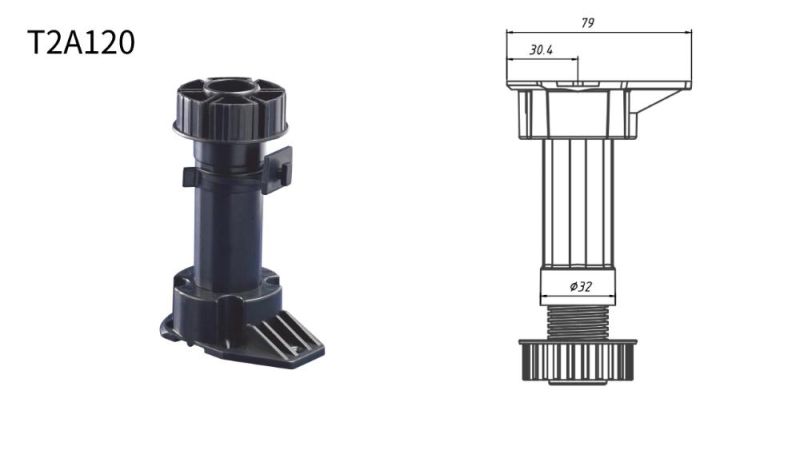 T2a120 Screw in 100-130mm ABS Kitchen Leg for Cabinets