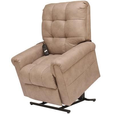Button Design Simple Style Functional Sofa PU Leather Home Furniture Electric Lift Elder Chair Recliner Sofa Living Room with Storage Bag