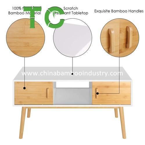 Wholesale Wood Coffee Table with 4 Sliding Doors Sofa Table TV Table for Living Room