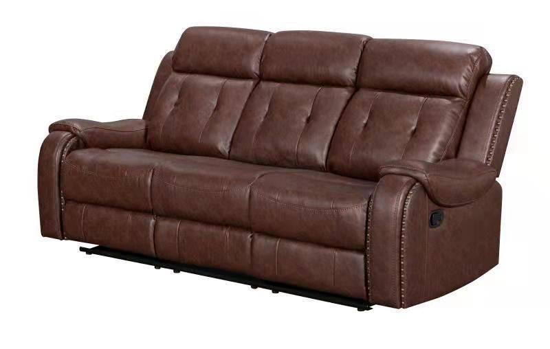 Air Leather Reclining Sofa with Drop Table and Console for Living Room Furniture