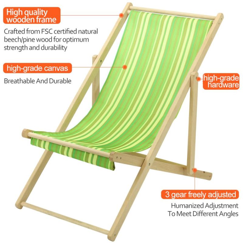 Comfortable Folding Camping Wooden Beach Deck Lounge Chair Sofa