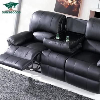 Italy Style Customized Living Room Black Furniture Electric Recliner Sofa with Cup Holder