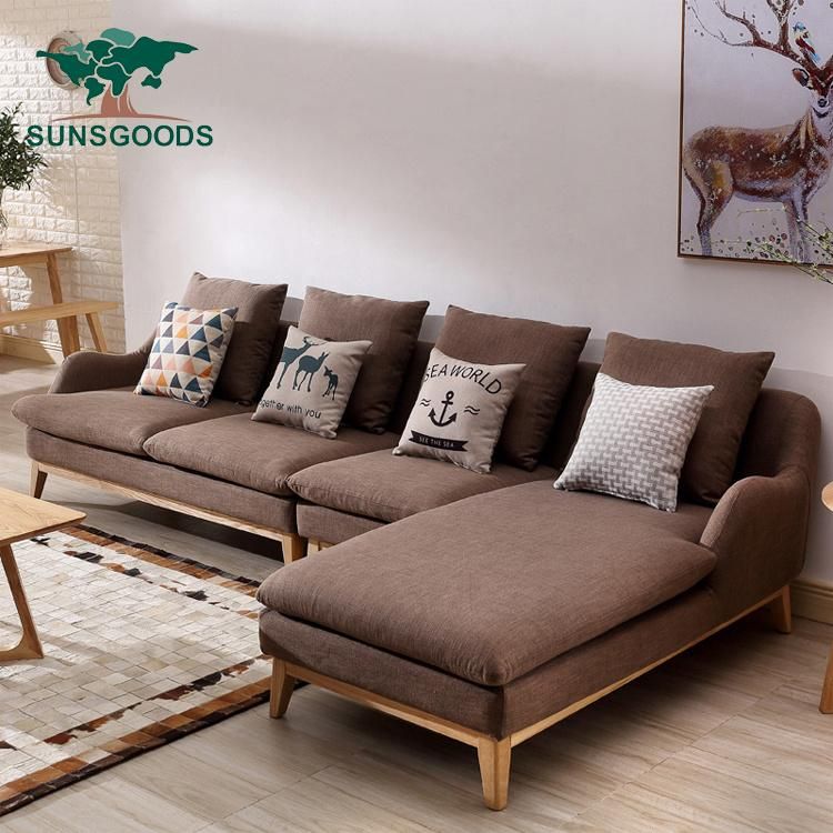 European Classical Style Nice Fabric Sofa Set with Wood Legs