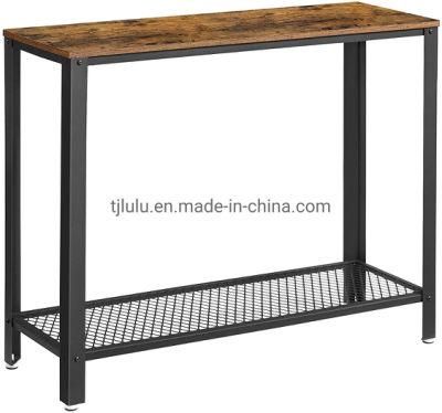 Console Table Sofa Table Metal Frame Nightstand Side Table with Adjustable Mesh Shelves Printer Table for Living Room Bedroom Kitchen