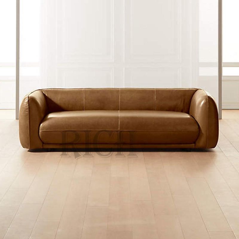 Modern Italian Loveseat Leather Sofa Flat Back Living Room Sofa