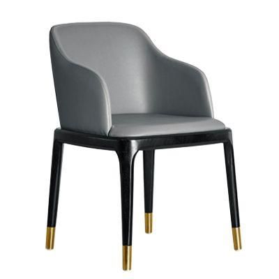 Nova Light Luxury Furniture Dining Chairs Leather Leisure Sofa Chair with Gold Metal Bracket