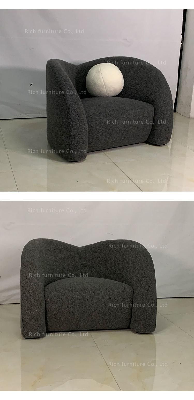 Italian Furniture Living Room Home Dark Grey Couches Waiting Room Sofa Seating Couch Stylish Teddy Sofa Fabric Big Single Sofa