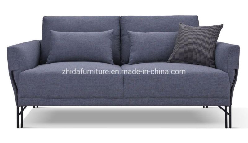 Foshan Factory Home Furniture Manufacturer Italian Style Modern Metal Leg Fabric Villa Hotel Living Room Linen Sectional 1 2 3 Sofa