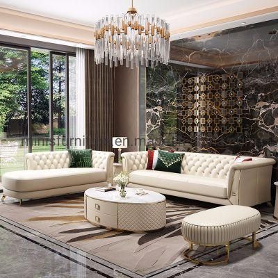(MN-HSF017) High-End Classic Home/Hotel Sofa Set with Royal Chair, Stool and Coffee Table