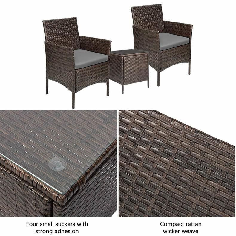 3 Pieces Porch Conversation Wicker Set Rattan Furniture Garden Outdoor Sofa Set