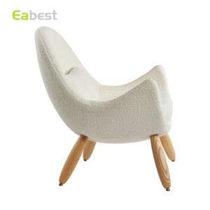 White Fabric Comfortable Simple Modern Solid Wood Living Room Bedroom Casual Single Sofa