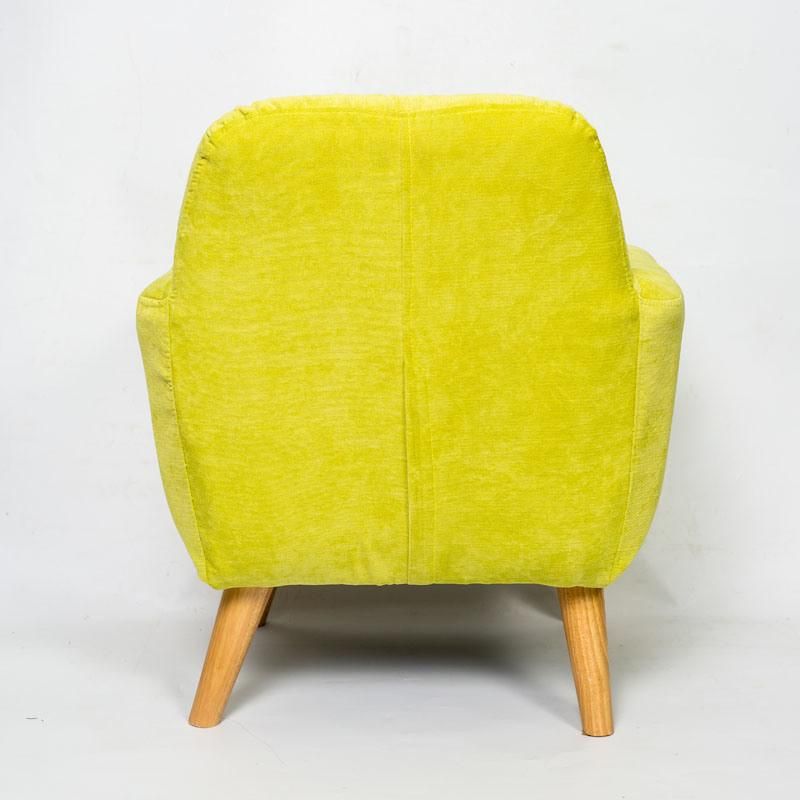 Yellow One Seat Kids Sofa with Wood Legs