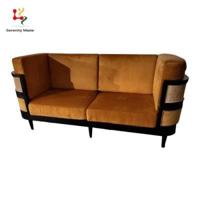 Retro Style Rattan Wicker Restaurant Wicker Couch Sofa