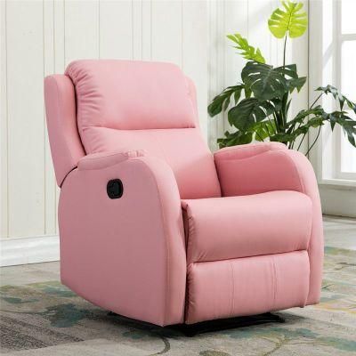 Pink Color Home Furniture Fashion Soft Leather Sofa Manual Recliner Sofa Office Theater Chair Single Living Room Sofa
