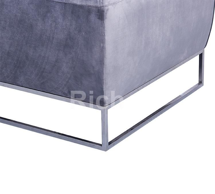 Modern Home Furniture Leisure Fabric Sectional Corner Sofa Couch Set Metal Base for Living Room L Shape Hotel Event Office