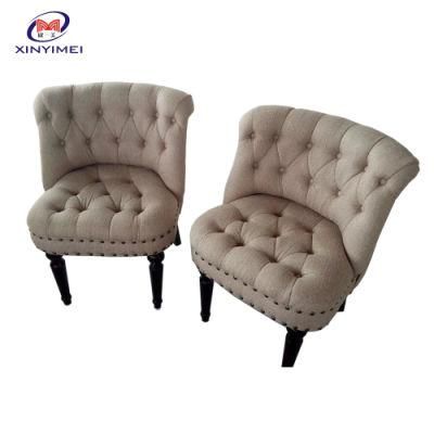 Home Furniture Leisure Chair Linen Fabric Upholstered Button Tufted Accent French Sofa Chairs