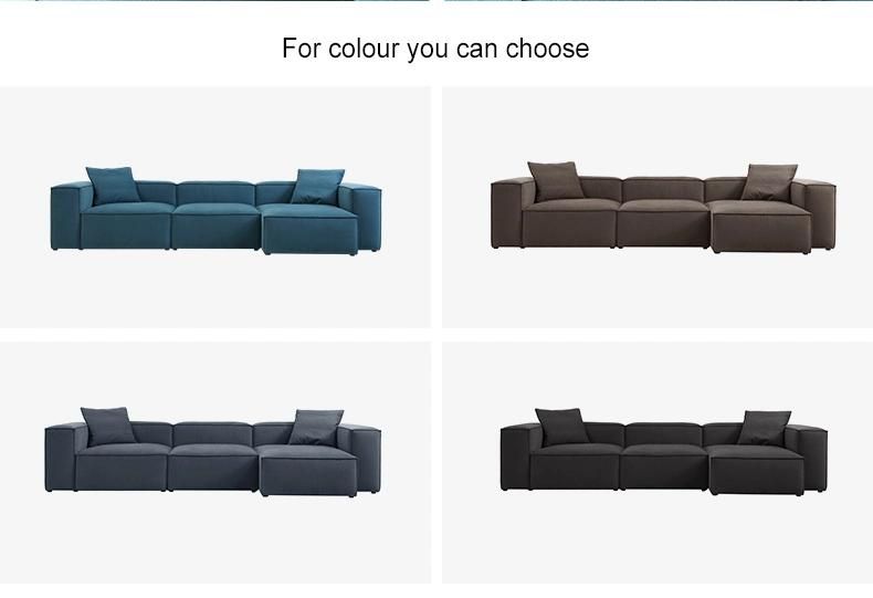 Medium Back Fabric L Shape Couch Furniture Set Leisure Sofa