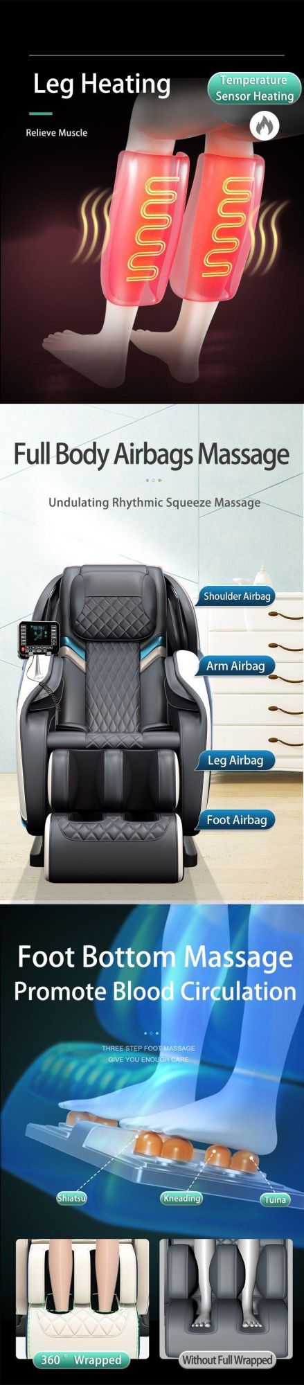 Hfr Full-Body Professional Designer Zero Gravity Shiatsu Armchair Massage Sofa
