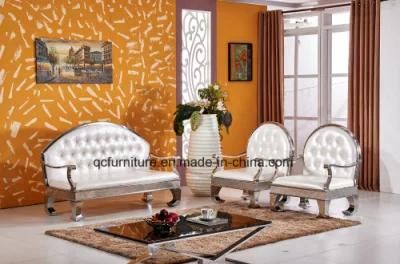 White PU Sofa Silver Leisure Chair Set for Wedding Banquet