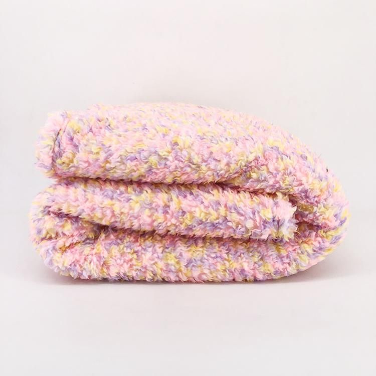 Customized Chromatic Sherpa Fleece Blankets for Sofa Bedding Decorative Throws