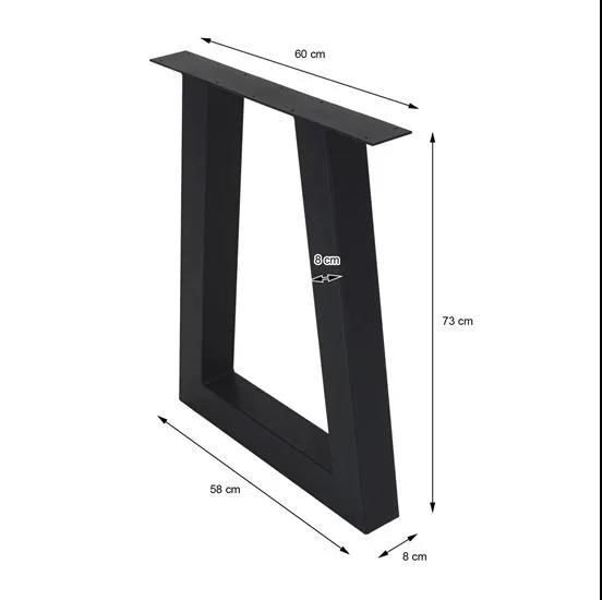 Trapezoid Type Black Power Coated Metal Table Leg Base