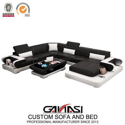 Ganasi Home Furniture Corner Model Leather LED Sofa Set