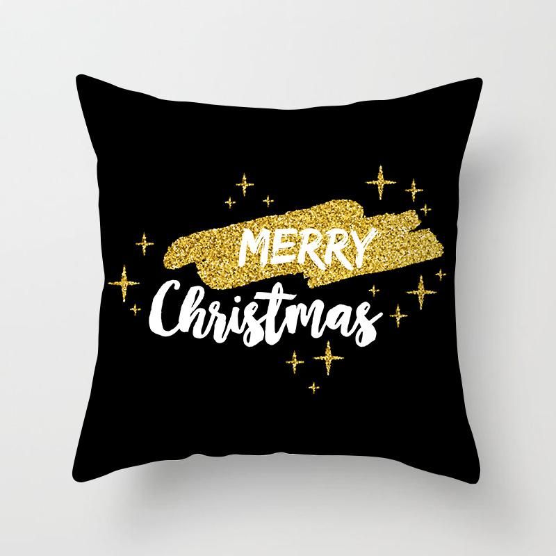 Black Pillow Covers Christmas New Year Cushion Cover Decorative Throw Pillowcases for Home Sofa Gift 45*45cm